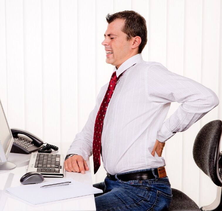osteocondrose e dor nas costas durante o trabalho sedentário